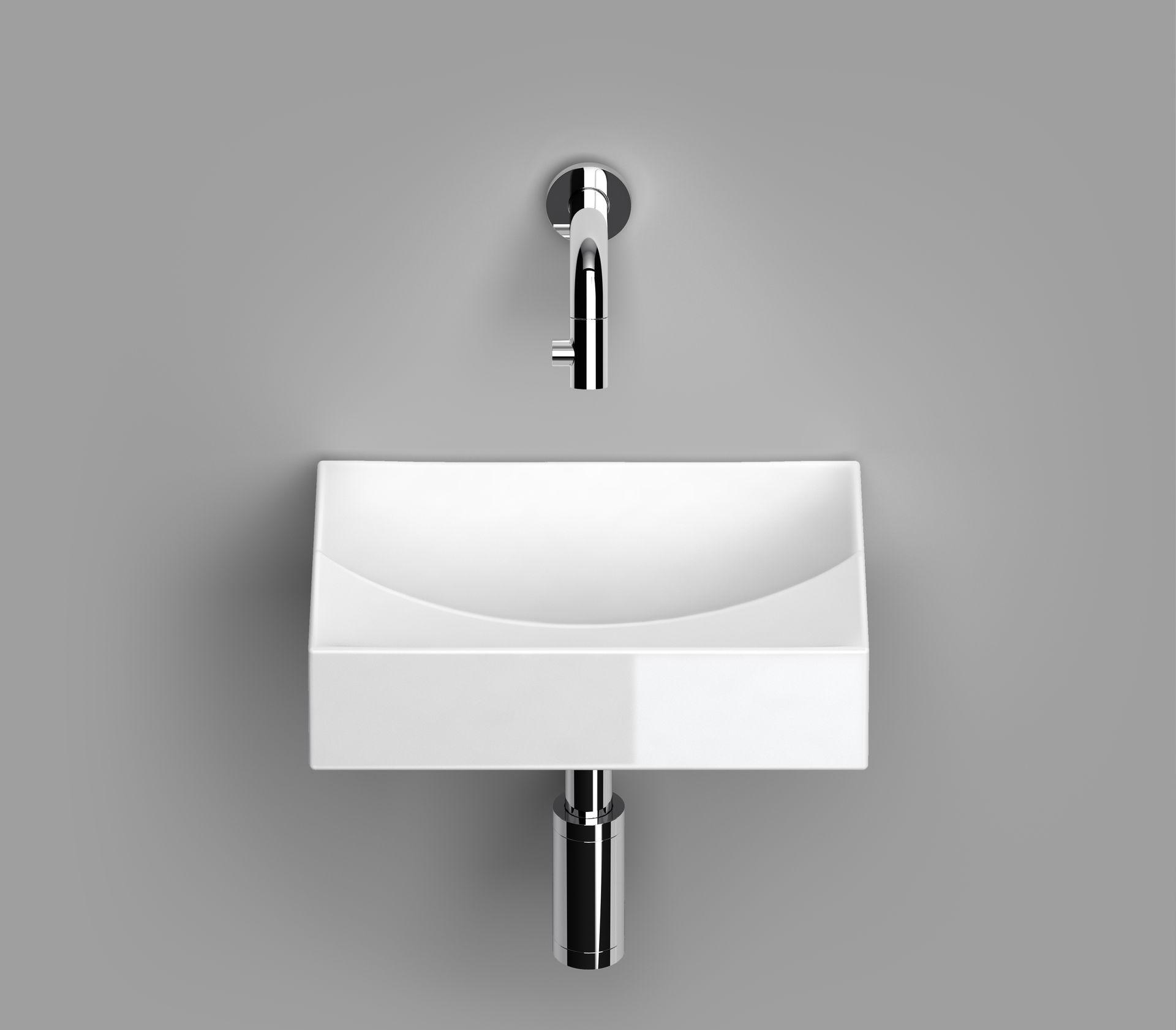 Clou trend badkamer white satin handwasbakj clou met muurkraan , zuiver vorm