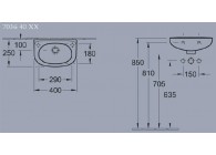 VB Saval handenwasser 40 x 25 cm wit - kraangat rechts