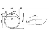 Alape inbouwlavabo EW3 wit dia.475mm