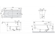 VB Oberon 1700 x 750 mm Wit Alpin Rechthoekig bad