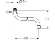 Grohe s-uitloop chr 150mm M22