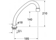 Grohe hu-uitloop chr 185mm