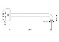 HG douchearm DN15 389mm chroom