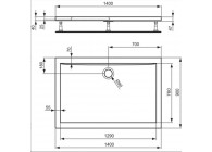 IS Ultra Light Douchebak 1400x900x40 mm glanzend wit