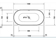 Duravit Durakanto 148x75 wit vrijstaand bad incl. afvoer