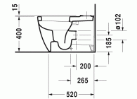 Duravit Staand toilet Kombi 650mm ME by STARCK Wit, Diepsp.,