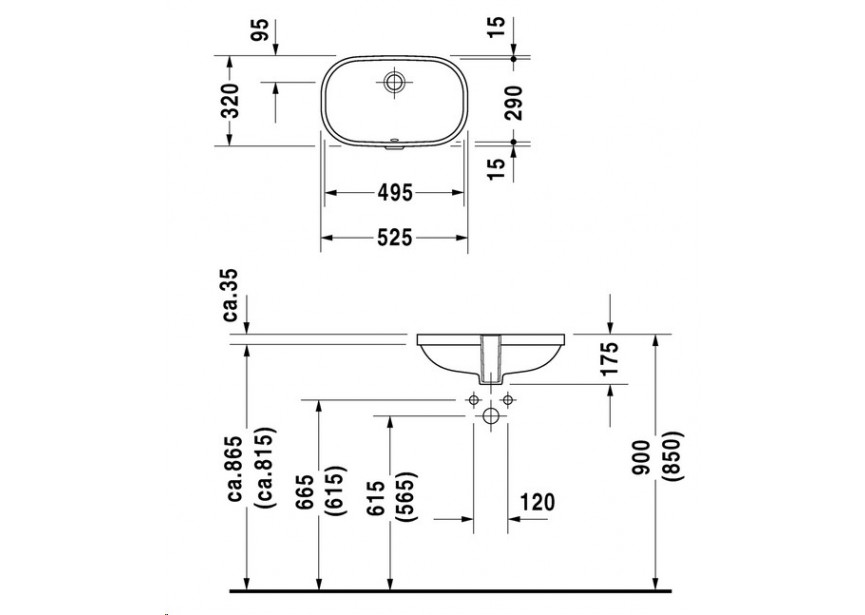 Duravit D-Code onderbouw lavabo wit 495x290