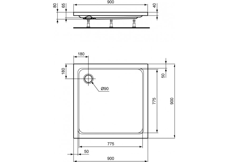 IS Hit S Hotline tub 90x90x7.5cm wit