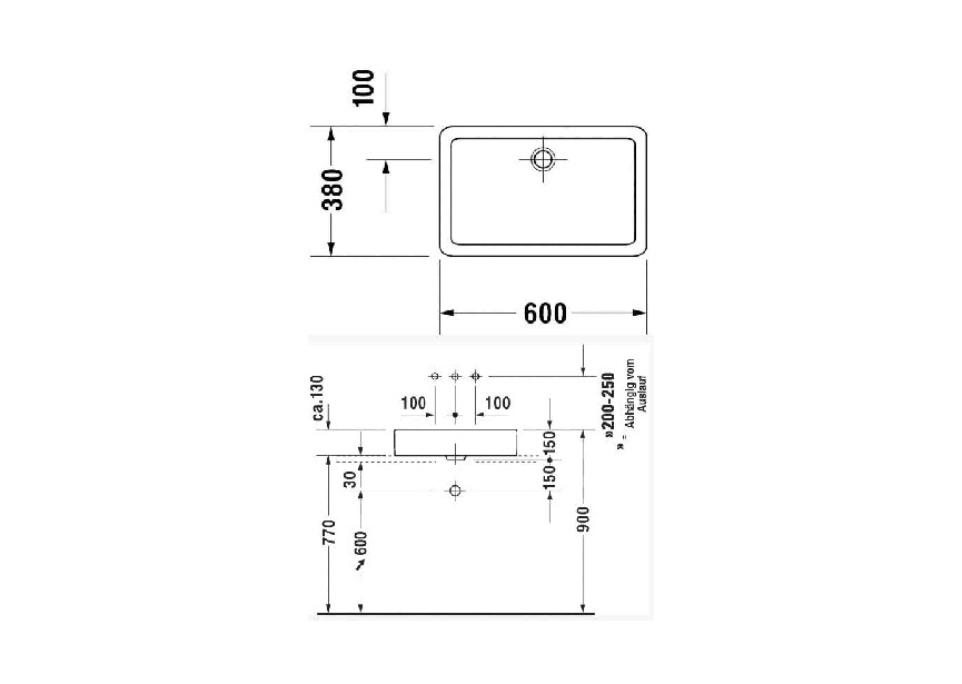 Duravit vero wastafel  60x38 z.kgt wit