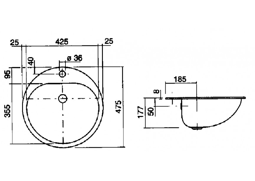 Alape inbouwlavabo EW3 wit dia.475mm