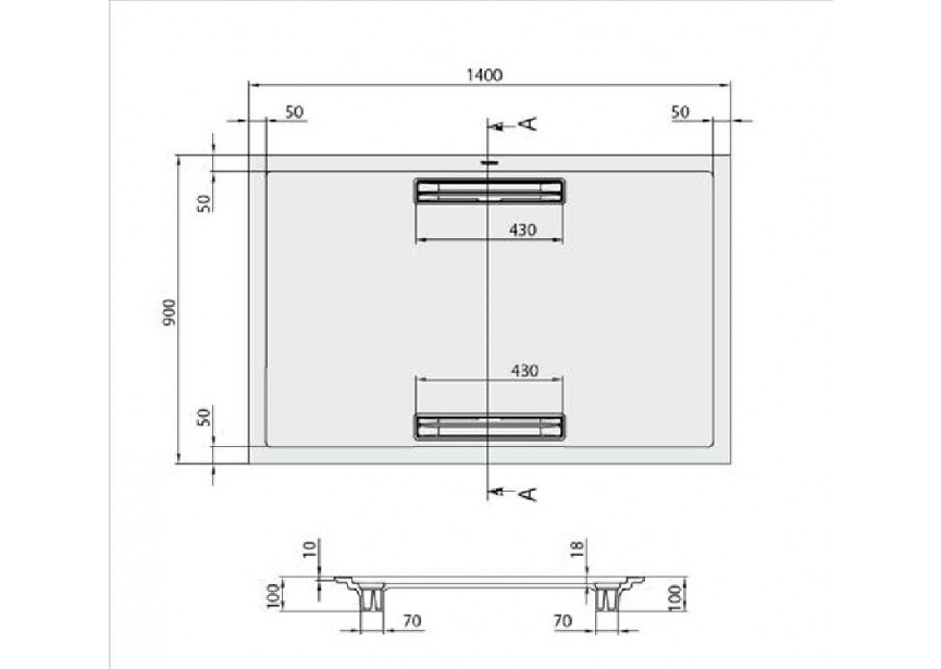 VB Squaro 1400 x 900 x 18 mm Wit Alpin Rechthoekige douchev