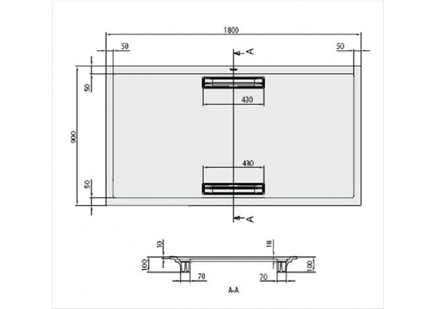 VB Squaro 1800 x 900 x 18 mm Wit Alpin Rechthoekige douchev