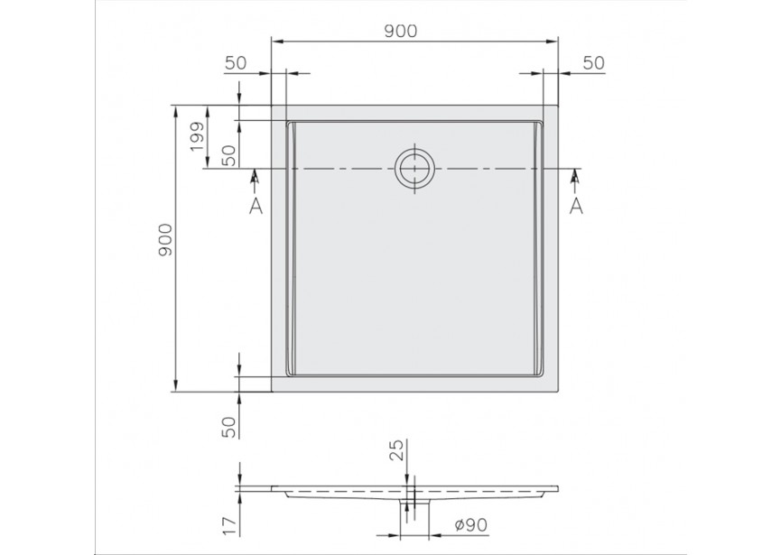 VB Futurion Flat 900 x 900 x 17 mm Wit Alpin Vierkant douch