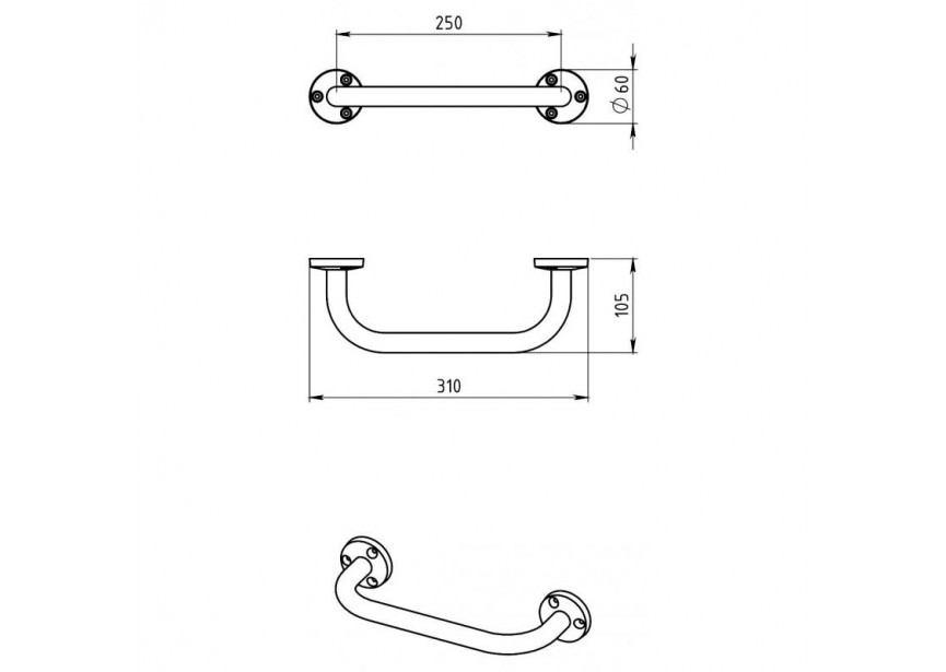 Metal rondo badgreep 25 chroom