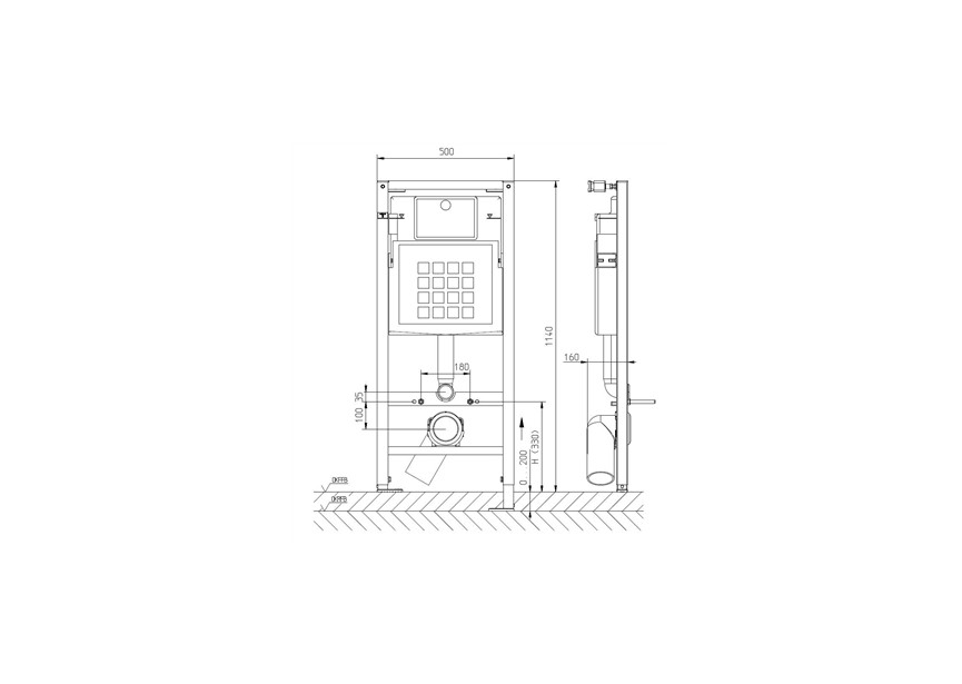 Alsan frame+geberit reservoir afv.90/110 + isolatieplaat