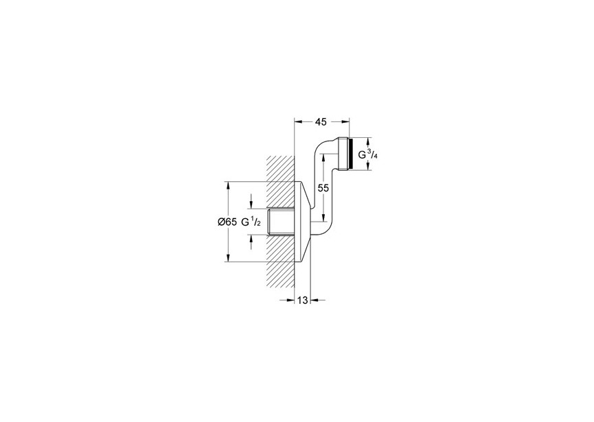 Grohe s-koppeling 1/2 x 3/4 chroom