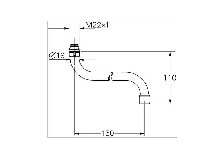 Grohe s-uitloop chr 150mm M22