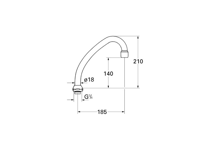 Grohe hu-uitloop chr 185mm