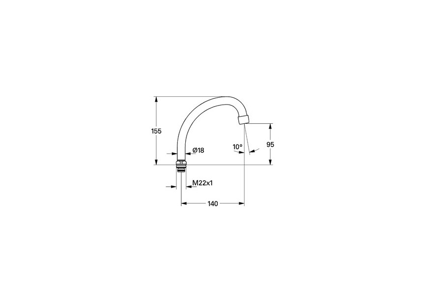 Grohe hu-uitloop chr 140mm voor 26014