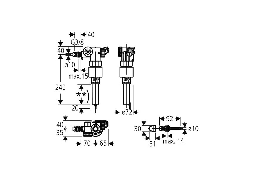 Grohe vlotterkraan 3/8