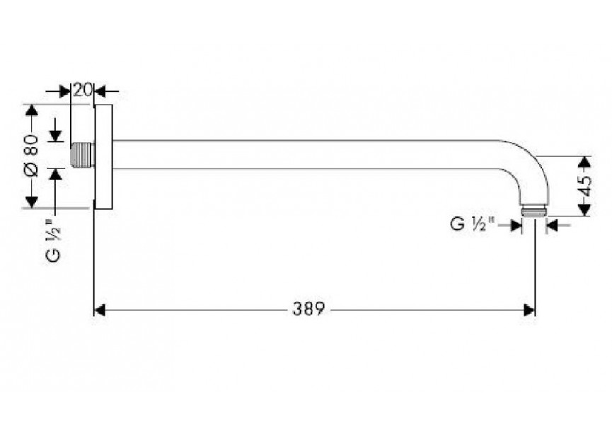 HG douchearm DN15 389mm chroom