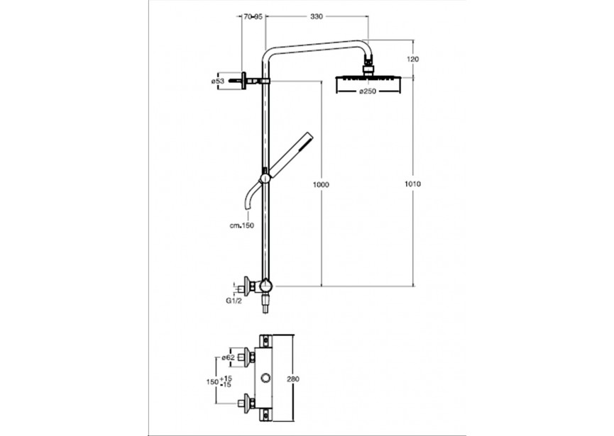 Cristina Theta V showerpipe chroom