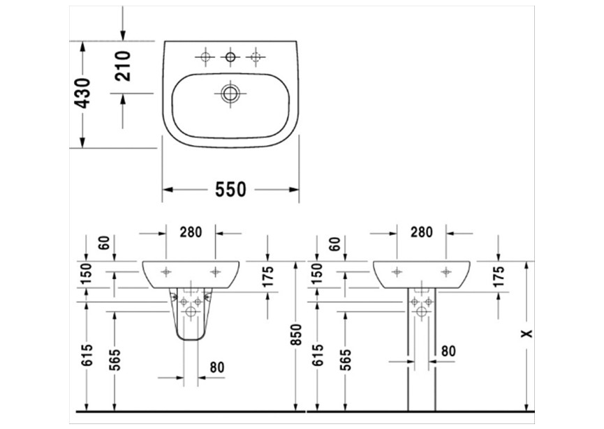 Duravit wast. 55 cm D-Code wit