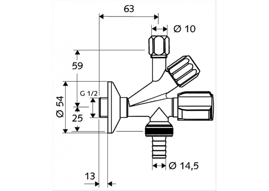 Schell stopkr.1/2x10mm met aansluiting afwasmachine+FILTER