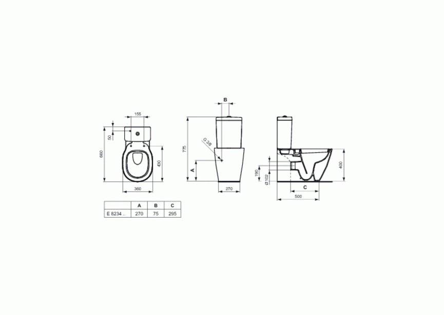 IS Connect Staande WC back to wall diepspoel H/PK-voor combi