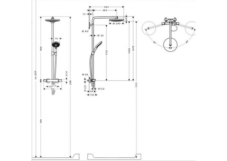 HG Raindance Select S240 2jet Showerpipe chroom