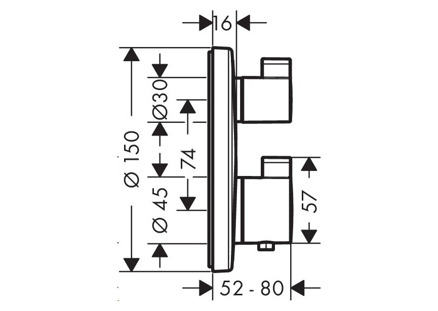 HG Ecostat S inb. Therm met stopkraan afw set