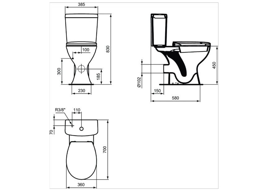 IS Alpha WC verhoogd voor combinatie H/PK