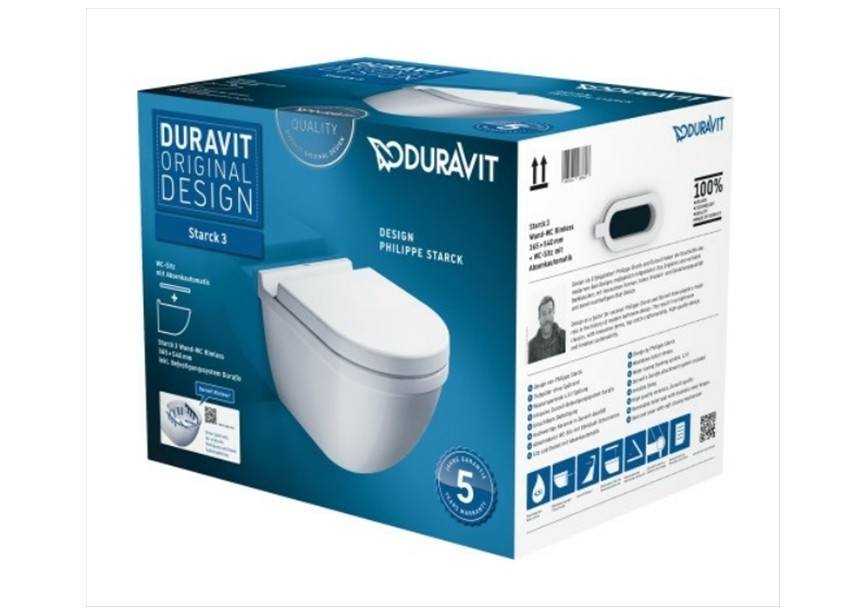 Duravit PACK Starck III Wand-WC Rimless+zitting Softclose