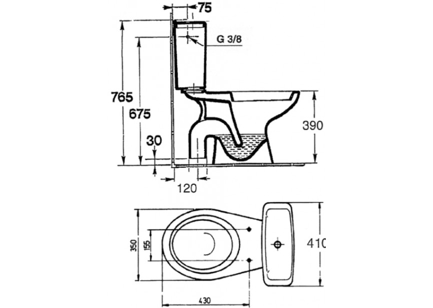 IS Alpha Staande WC diepspoel S 110 - voor combinatie