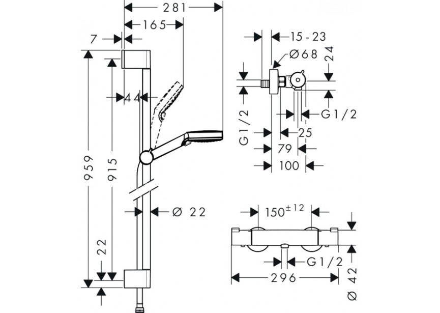 HG Crometta Vario Combi Ecostat 1001CL Set 900mm