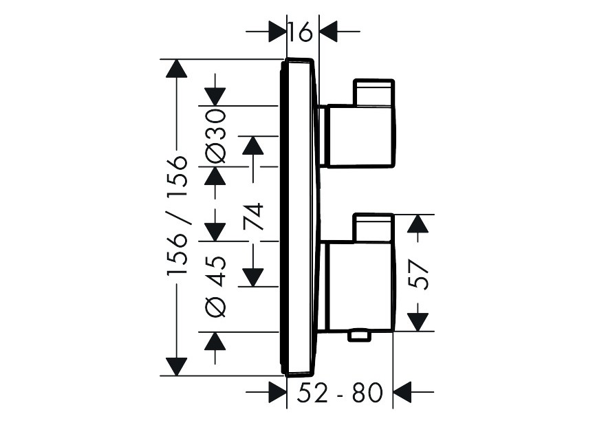 HG ecostat Square voor 2 sys teem omsteller+stopkr