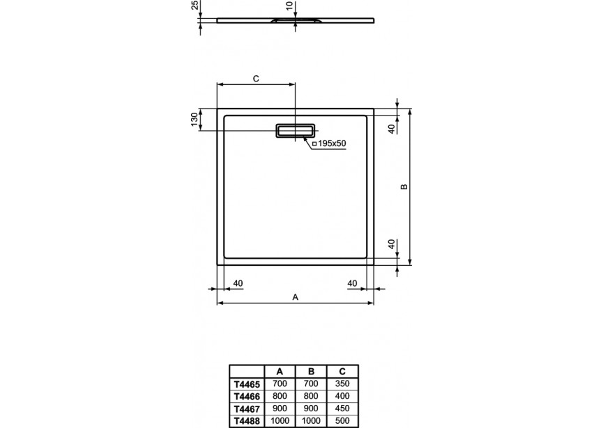 IS Ultra Flat New Douchebak 900x900x25 mm glanzend wit