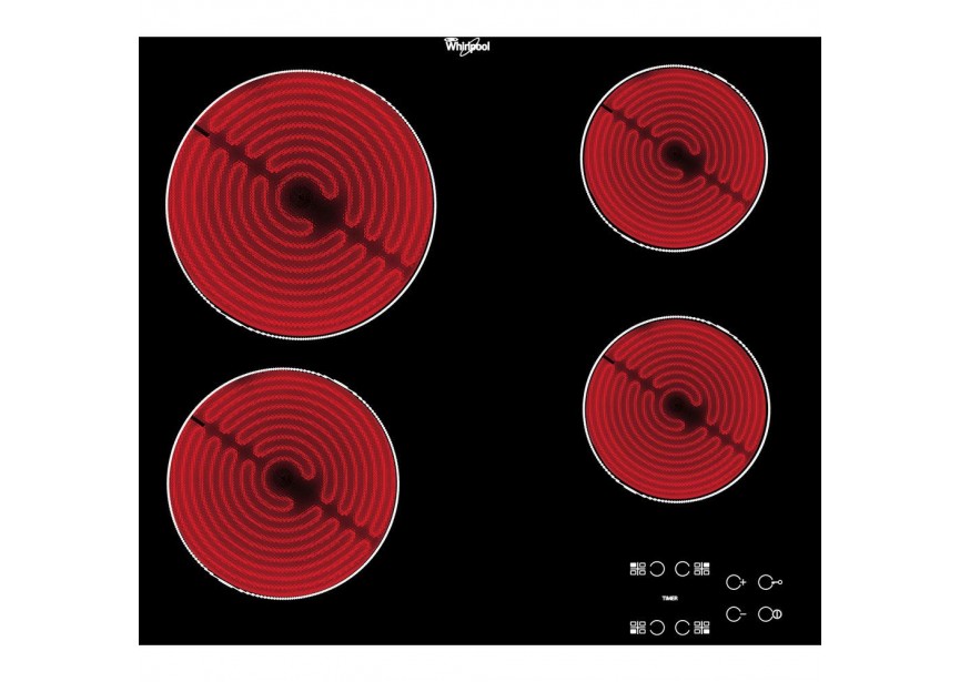 Whirlpool vitrokeramische kookplaat 4zones, easytouch, 580mm