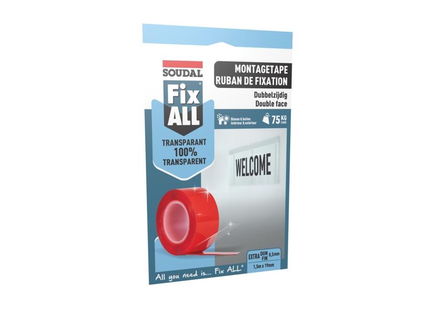 Soudal Montagetape transparant 1,5m x 19mm transparant