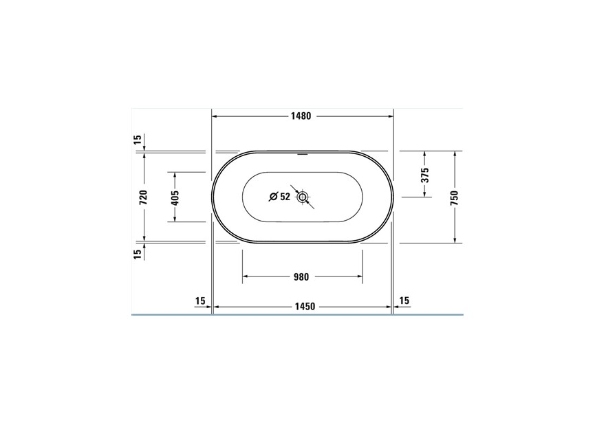 Duravit Durakanto 148x75 wit vrijstaand bad incl. afvoer