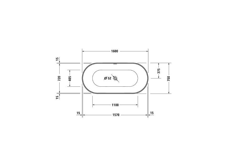 Duravit Durakanto 160x75 wit vrijstaand bad incl. afvoer