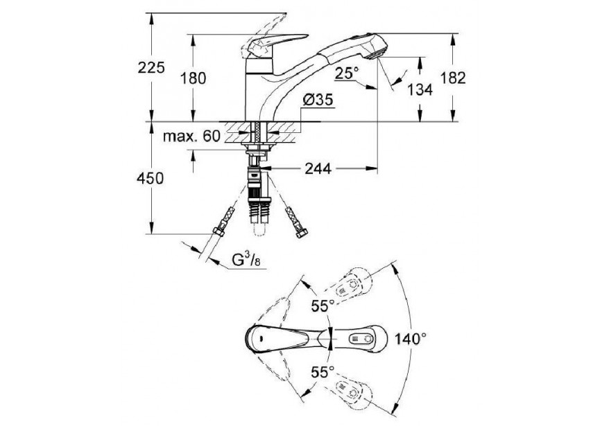 Grohe eurodisc keuken eengr.mengkr uitrekb