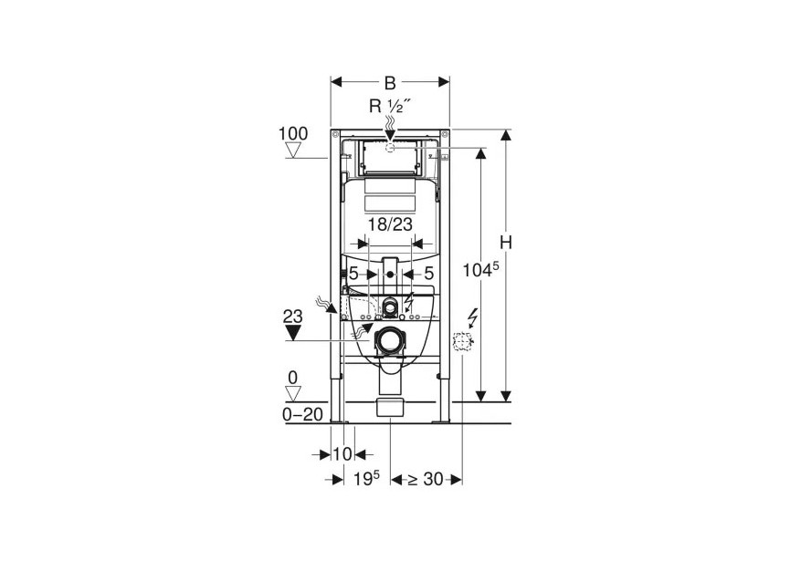 Geberit Systemfix wc-set met iCon en Sigma30 wit/chroom