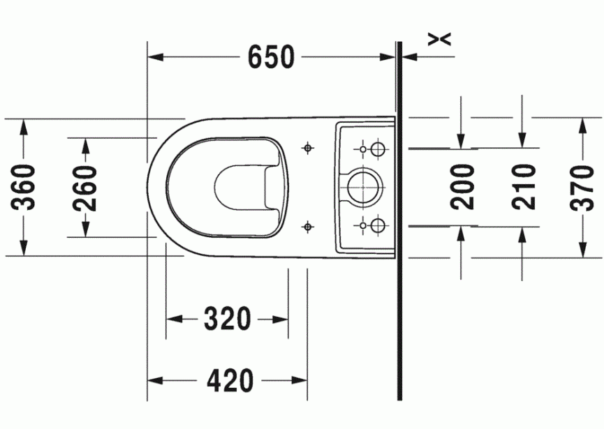 Duravit Staand toilet Kombi 650mm ME by STARCK Wit, Diepsp.,