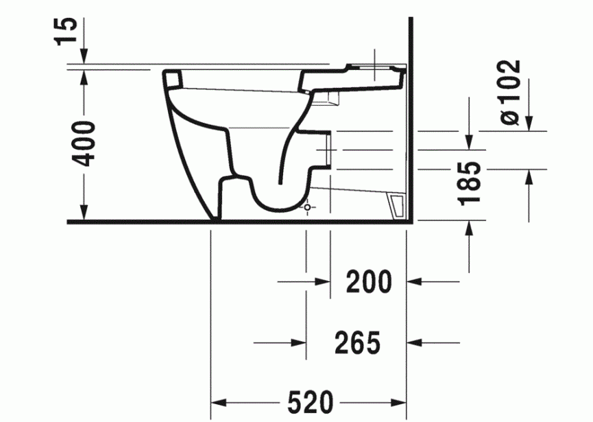 Duravit Staand toilet Kombi 650mm ME by STARCK Wit, Diepsp.,