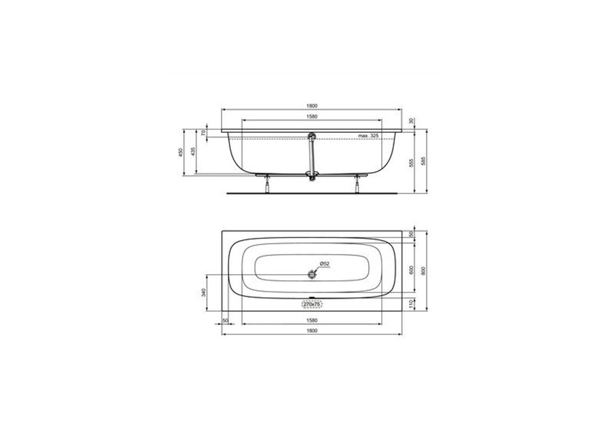 IS Duobad inbouw 1800x800 mm