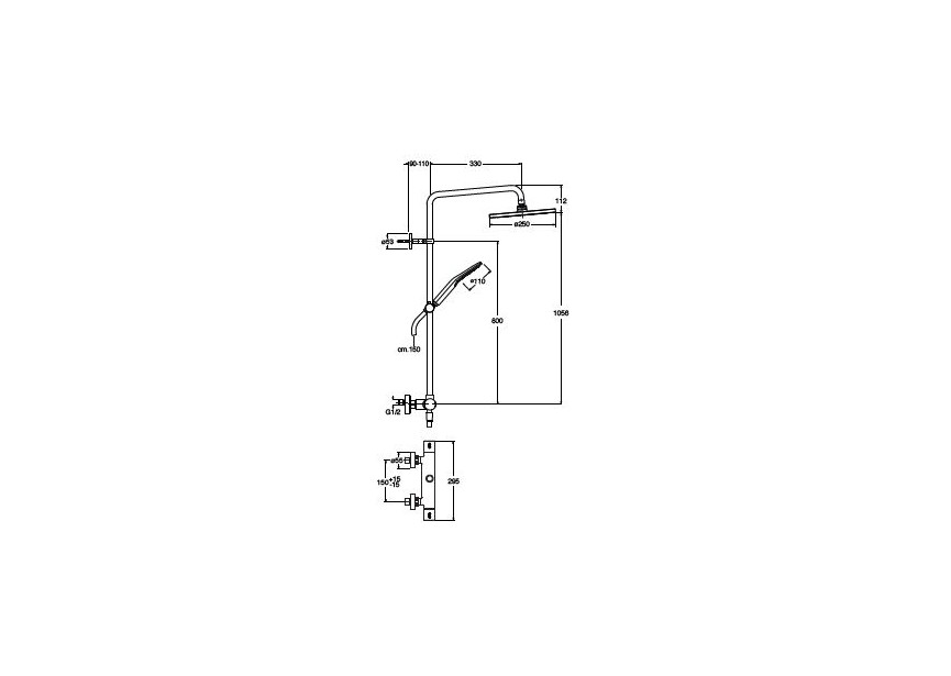 Cristina Prime showerpipe hoofdd.250/3jet handd chroom