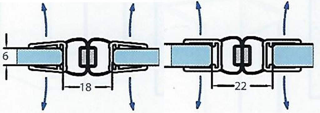 Novix dichting douche verticale zijde instapdeur recht op recht  met magneten 2010 mm glasdikte 6 tot 8mm