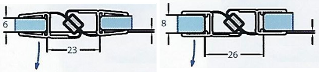 Novix dichting douche verticale zijde vaste deel en van de instapdeur met magneten 2010 mm glasdikte 6 tot 8mm