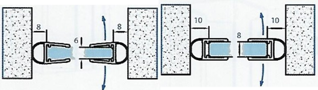 Novix dichting douche vertikale zijden draaideur met luchtkussen 2010mm